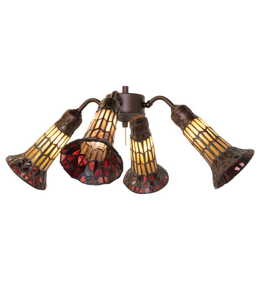 Meyda Tiffany - 261512 - Four Light Fan Light - Stained Glass Pond Lily - Mahogany Bronze