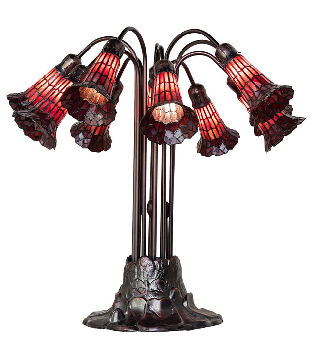 Meyda Tiffany - 261673 - Ten Light Table Lamp - Stained Glass Pond Lily - Mahogany Bronze