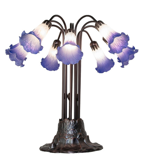 Blue/White Ten Light Table Lamp