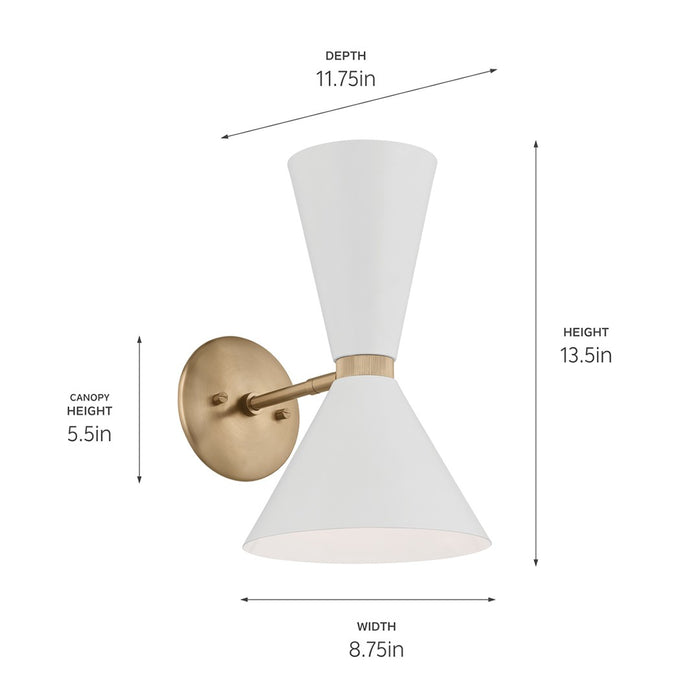 Kichler - 52570CPZWH - Two Light Wall Sconce - Phix - Champagne Bronze