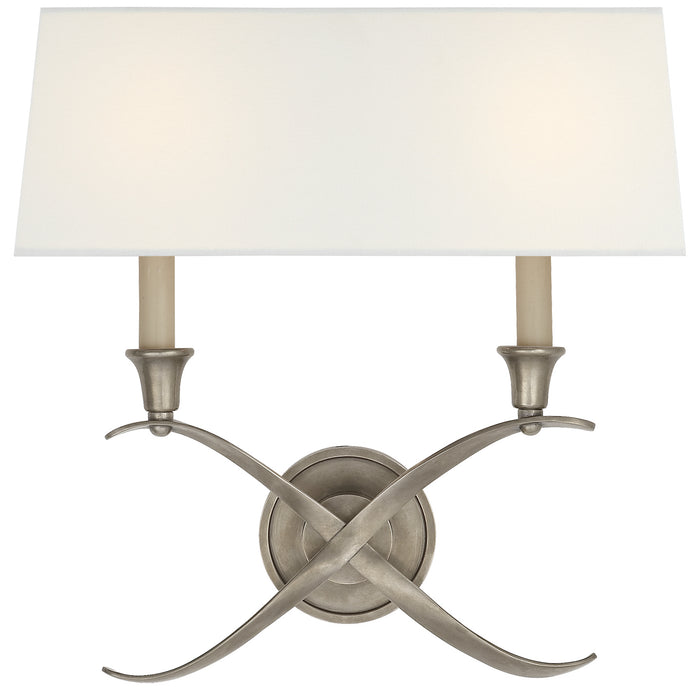 Visual Comfort Signature - CHD 1191AN-L - Two Light Wall Sconce - Cross Bouillotte - Antique Nickel