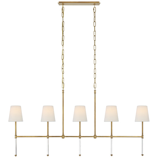 Visual Comfort Signature - SK 5055HAB-L - Five Light Linear Chandelier - Camille - Hand-Rubbed Antique Brass