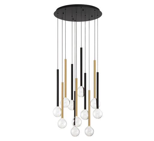 Positano LED Chandelier Matte Black and Plated Brushed Gold