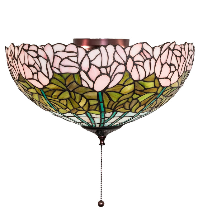 Meyda Tiffany - 254436 - Three Light Fan Light Fixture - Tiffany Cabbage Rose
