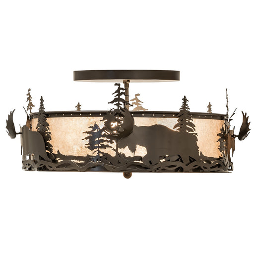 Meyda Tiffany - 258530 - Four Light Flushmount - Moose At Dusk