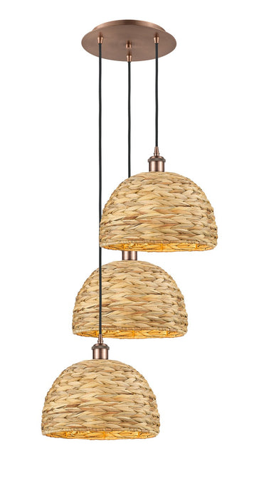 Innovations - 113B-3P-AC-RBD-12-NAT - Three Light Pendant - Downtown Urban - Antique Copper