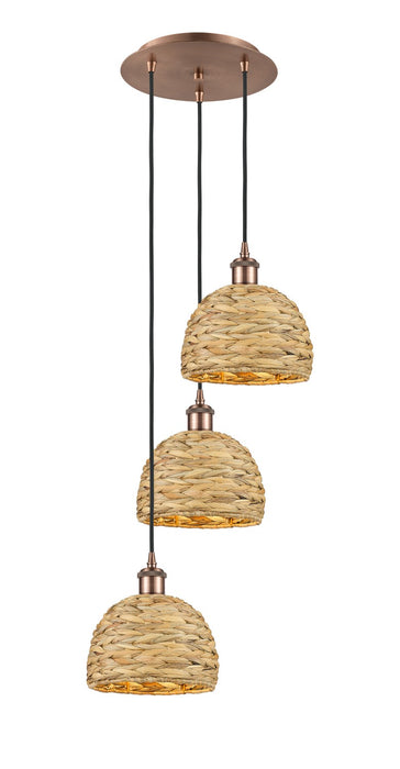 Innovations - 113B-3P-AC-RBD-8-NAT - Three Light Pendant - Downtown Urban - Antique Copper