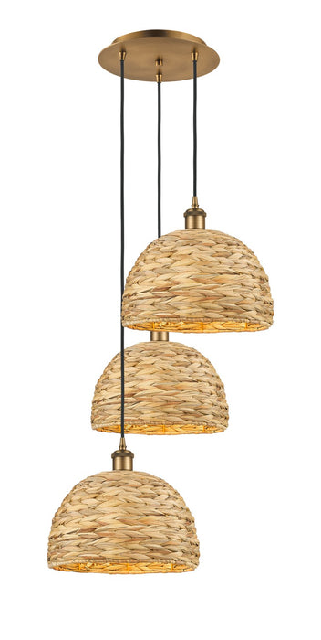 Innovations - 113B-3P-BB-RBD-12-NAT - Three Light Pendant - Downtown Urban - Brushed Brass