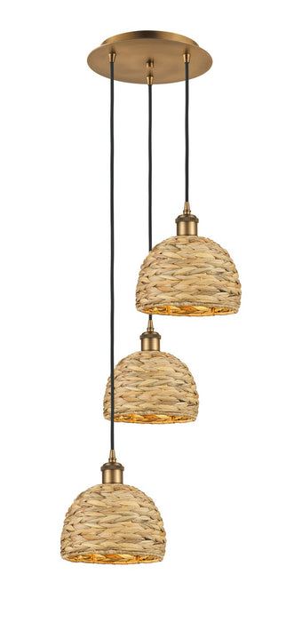 Innovations - 113B-3P-BB-RBD-8-NAT - Three Light Pendant - Downtown Urban - Brushed Brass