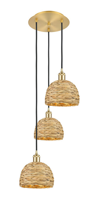 Innovations - 113B-3P-SG-RBD-8-NAT - Three Light Pendant - Downtown Urban - Satin Gold