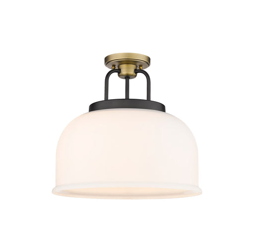 Downtown Urban Three Light Flush Mount Black Brushed Brass
