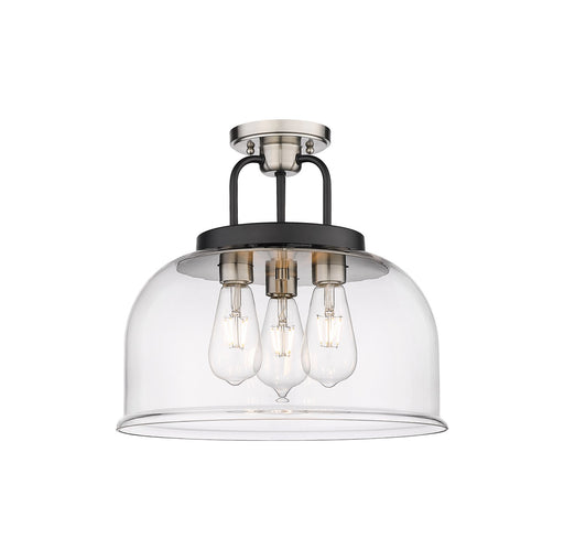 Downtown Urban Three Light Flush Mount Black Satin Nickel