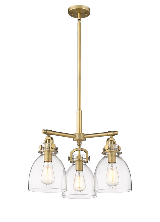 Innovations - 410-3CR-BB-G412-7CL - Three Light Pendant - Downtown Urban - Brushed Brass