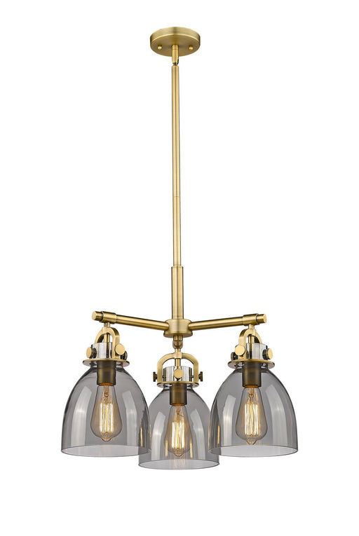 Innovations - 410-3CR-BB-G412-7SM - Three Light Pendant - Downtown Urban - Brushed Brass