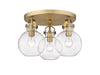 Innovations - 410-3F-BB-G410-7CL - Three Light Flush Mount - Downtown Urban - Brushed Brass