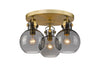 Innovations - 410-3F-BB-G410-7SM - Three Light Flush Mount - Downtown Urban - Brushed Brass