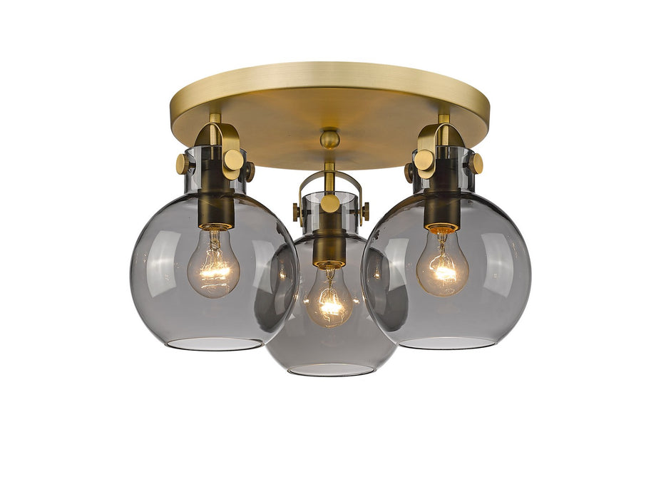 Innovations - 410-3F-BB-G410-7SM - Three Light Flush Mount - Downtown Urban - Brushed Brass