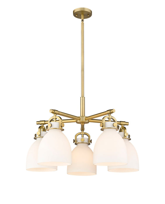 Innovations - 410-5CR-BB-G412-7WH - Five Light Chandelier - Downtown Urban - Brushed Brass