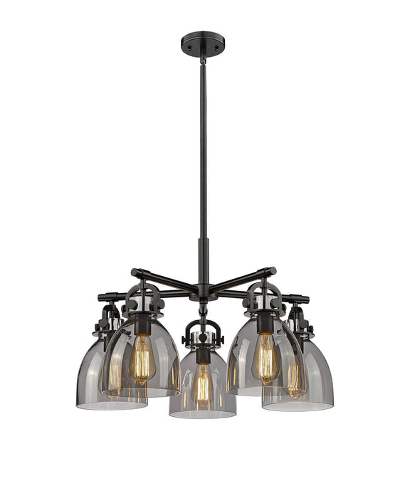 Innovations - 410-5CR-BK-G412-7SM - Five Light Chandelier - Downtown Urban - Matte Black