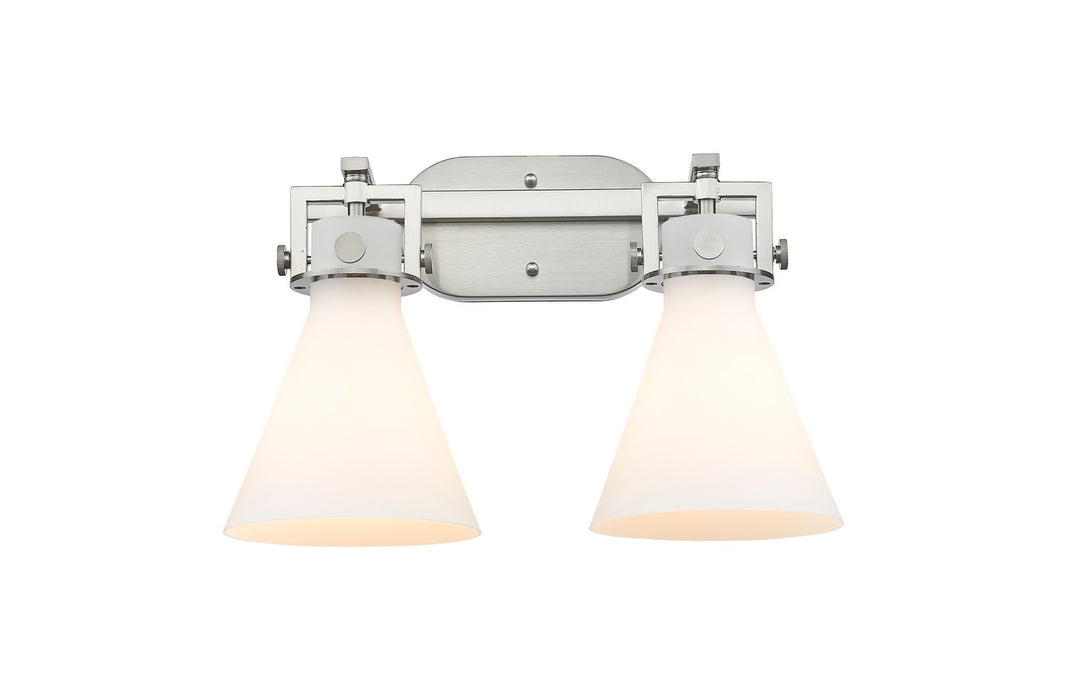 Innovations - 411-2W-SN-G411-7WH - Two Light Bath Vanity - Newton - Brushed Satin Nickel