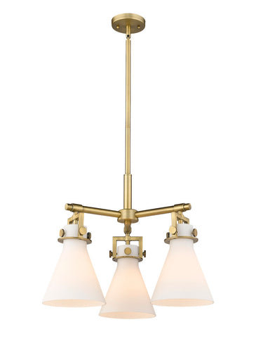 Downtown Urban Three Light Pendant Brushed Brass