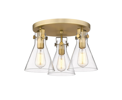 Innovations - 411-3F-BB-G411-7CL - Three Light Flush Mount - Downtown Urban - Brushed Brass