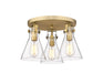 Innovations - 411-3F-BB-G411-7CL - Three Light Flush Mount - Downtown Urban - Brushed Brass