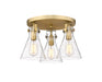 Innovations - 411-3F-BB-G411-7SDY - Three Light Flush Mount - Downtown Urban - Brushed Brass