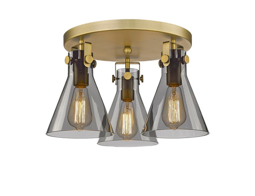 Innovations - 411-3F-BB-G411-7SM - Three Light Flush Mount - Downtown Urban - Brushed Brass
