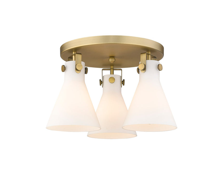 Innovations - 411-3F-BB-G411-7WH - Three Light Flush Mount - Downtown Urban - Brushed Brass