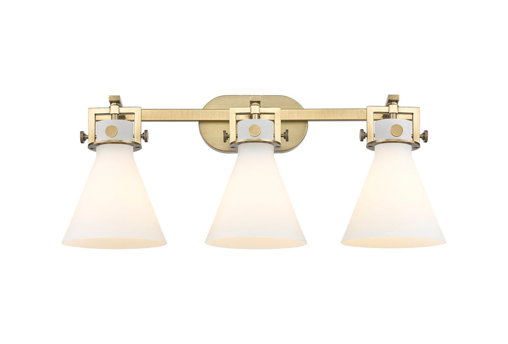 Innovations - 411-3W-BB-G411-7WH - Three Light Bath Vanity - Newton - Brushed Brass