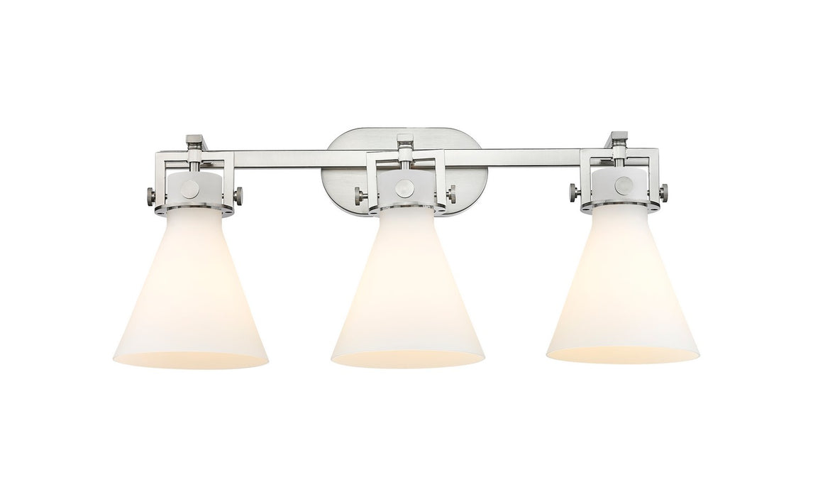 Innovations - 411-3W-SN-G411-7WH - Three Light Bath Vanity - Newton - Brushed Satin Nickel