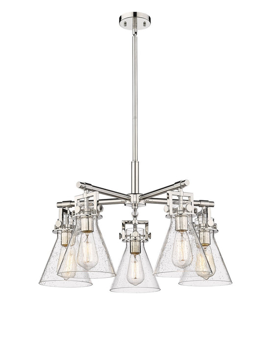 Innovations - 411-5CR-PN-G411-7SDY - Five Light Chandelier - Downtown Urban - Polished Nickel