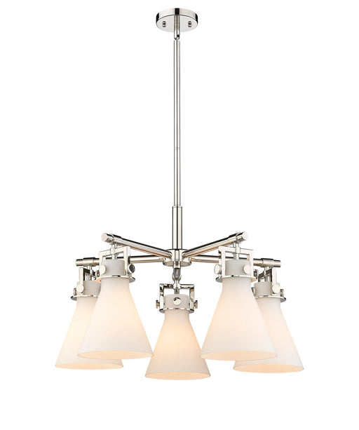 Innovations - 411-5CR-PN-G411-7WH - Five Light Chandelier - Downtown Urban - Polished Nickel