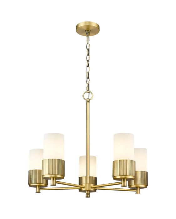Innovations - 428-5CR-BB-G428-7WH - LED Chandelier - Downtown Urban - Brushed Brass