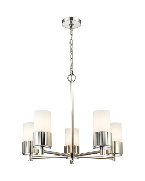 Innovations - 428-5CR-PN-G428-7WH - LED Chandelier - Downtown Urban - Polished Nickel