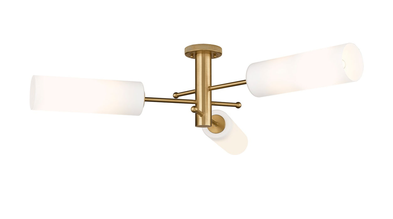 Innovations - 434-3F-BB-G434-12WH - LED Flush Mount - Downtown Urban - Brushed Brass