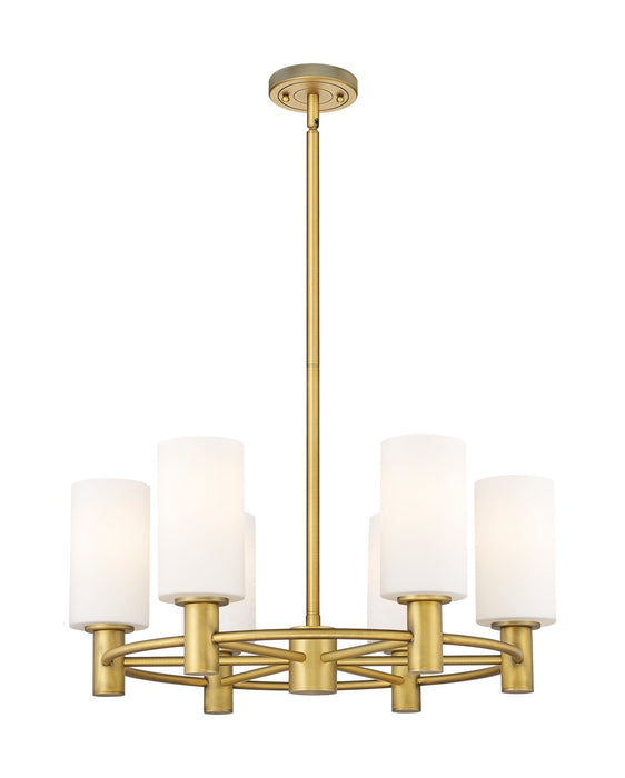 Innovations - 434-6CR-BB-G434-7WH - LED Chandelier - Downtown Urban - Brushed Brass