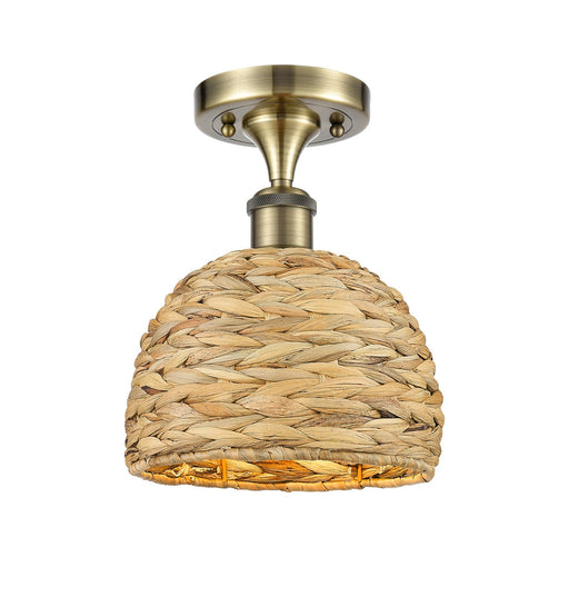 Innovations - 516-1C-AB-RBD-8-NAT - One Light Semi-Flush Mount - Downtown Urban - Antique Brass