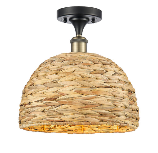 Ballston One Light Semi-Flush Mount Black Antique Brass