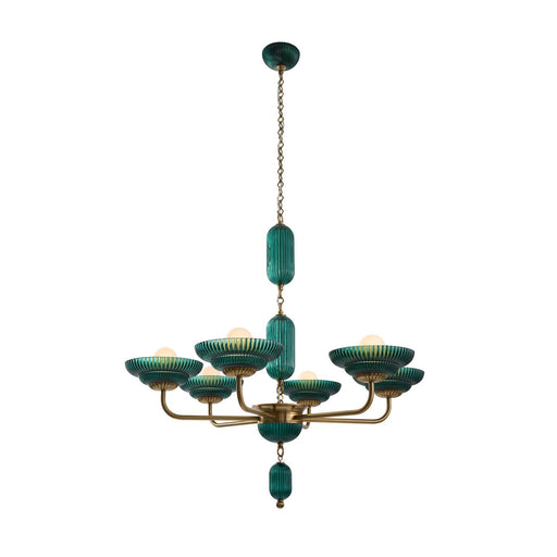 Verde Six Light Chandelier Satin Brass