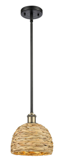 Innovations - 516-1S-BAB-RBD-8-NAT - One Light Pendant - Downtown Urban - Black Antique Brass