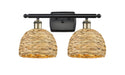 Innovations - 516-2W-BAB-RBD-8-NAT - Two Light Bath Vanity - Downtown Urban - Black Antique Brass