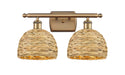 Innovations - 516-2W-BB-RBD-8-NAT - Two Light Bath Vanity - Downtown Urban - Brushed Brass