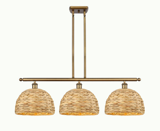 Innovations - 516-3I-BB-RBD-12-NAT - Three Light Pendant - Downtown Urban - Brushed Brass