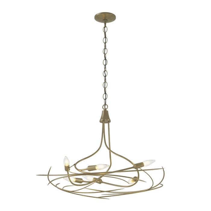 Hubbardton Forge - 101620-SKT-86 - Six Light Chandelier - Wisp - Modern Brass