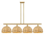 Innovations - 516-4I-SG-RBD-12-NAT - Four Light Pendant - Downtown Urban - Satin Gold