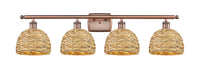 Innovations - 516-4W-AC-RBD-8-NAT - Four Light Bath Vanity - Downtown Urban - Antique Copper