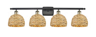 Innovations - 516-4W-BAB-RBD-8-NAT - Four Light Bath Vanity - Downtown Urban - Black Antique Brass