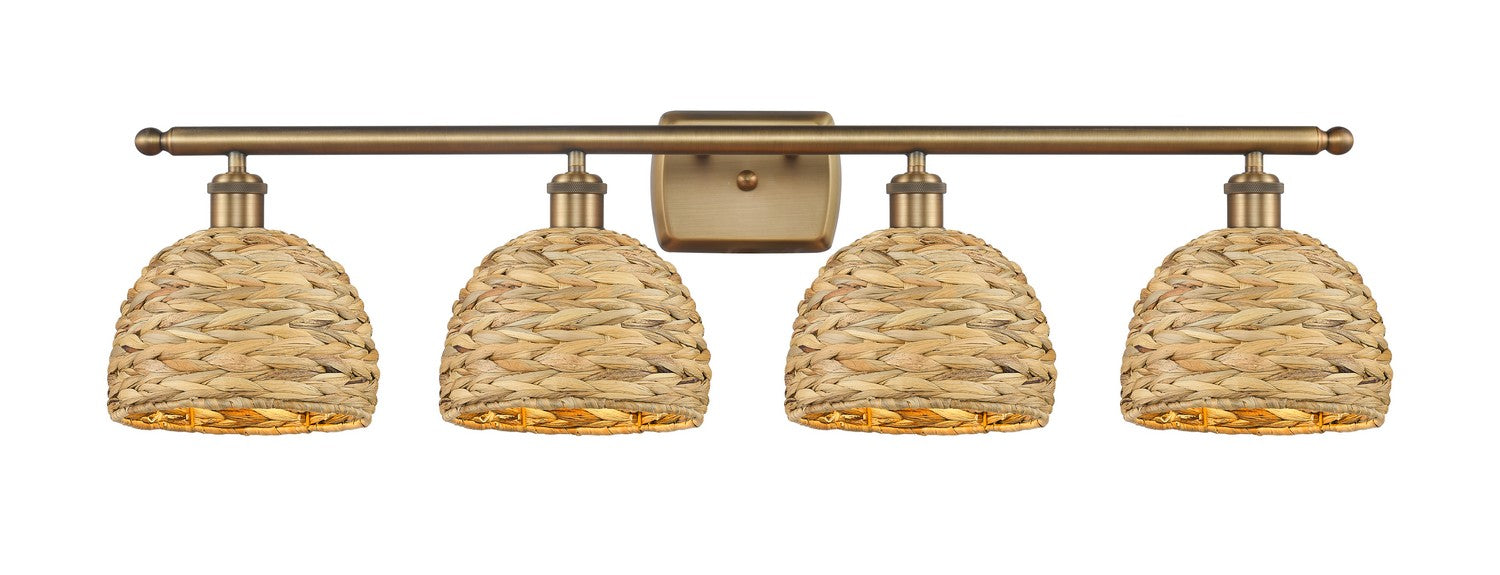 Innovations - 516-4W-BB-RBD-8-NAT - Four Light Bath Vanity - Downtown Urban - Brushed Brass